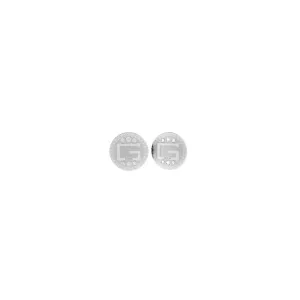 Rhodium Plated Coin G Logo Crystal Stud Earrings UBE01028RH