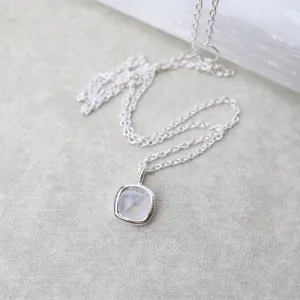Rose-cut Rainbow Moonstone Cushion Necklace