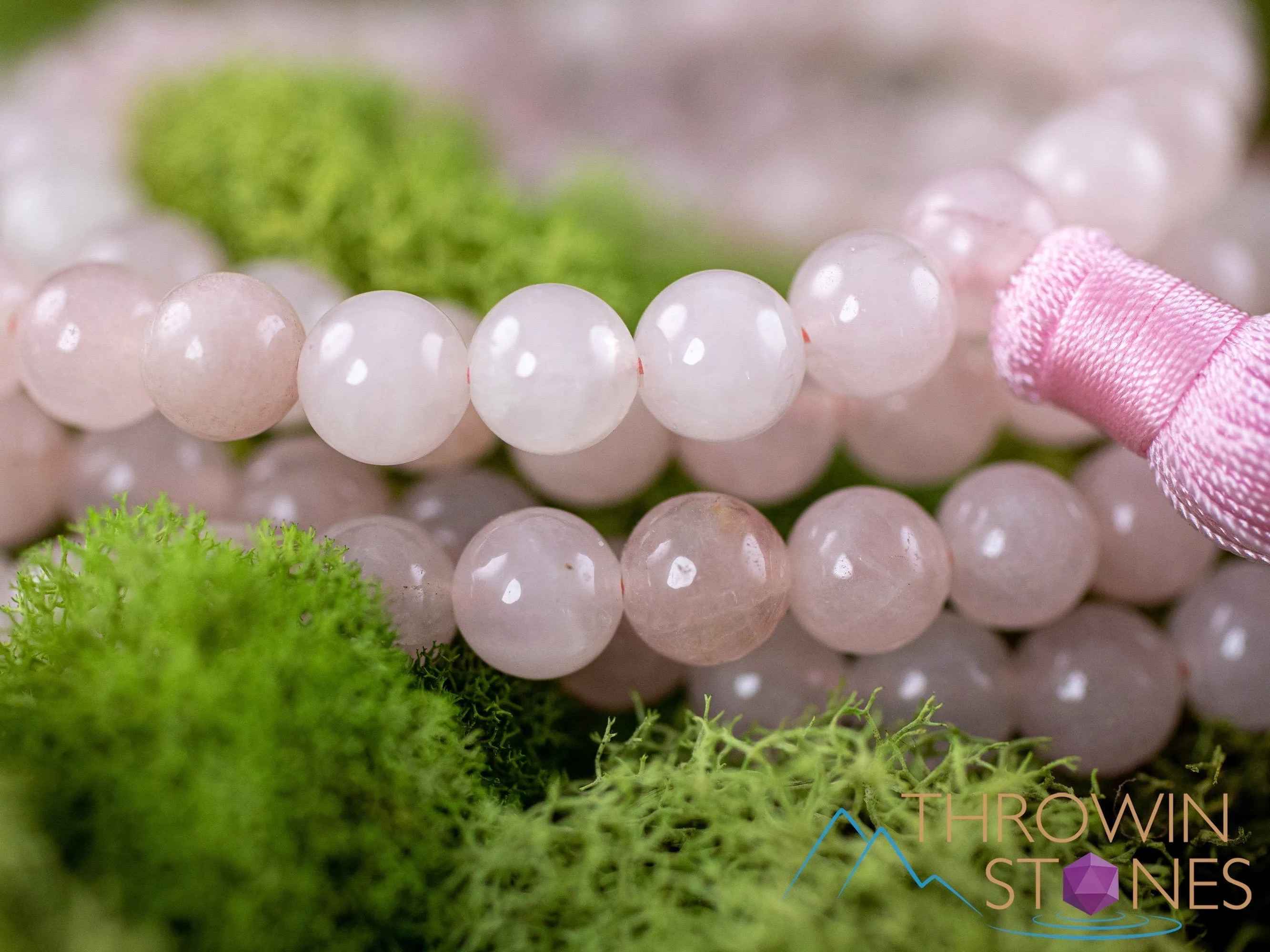 ROSE QUARTZ Crystal Necklace, Mala - Beaded Necklace, Handmade Jewelry, Healing Crystals and Stones,  E1813