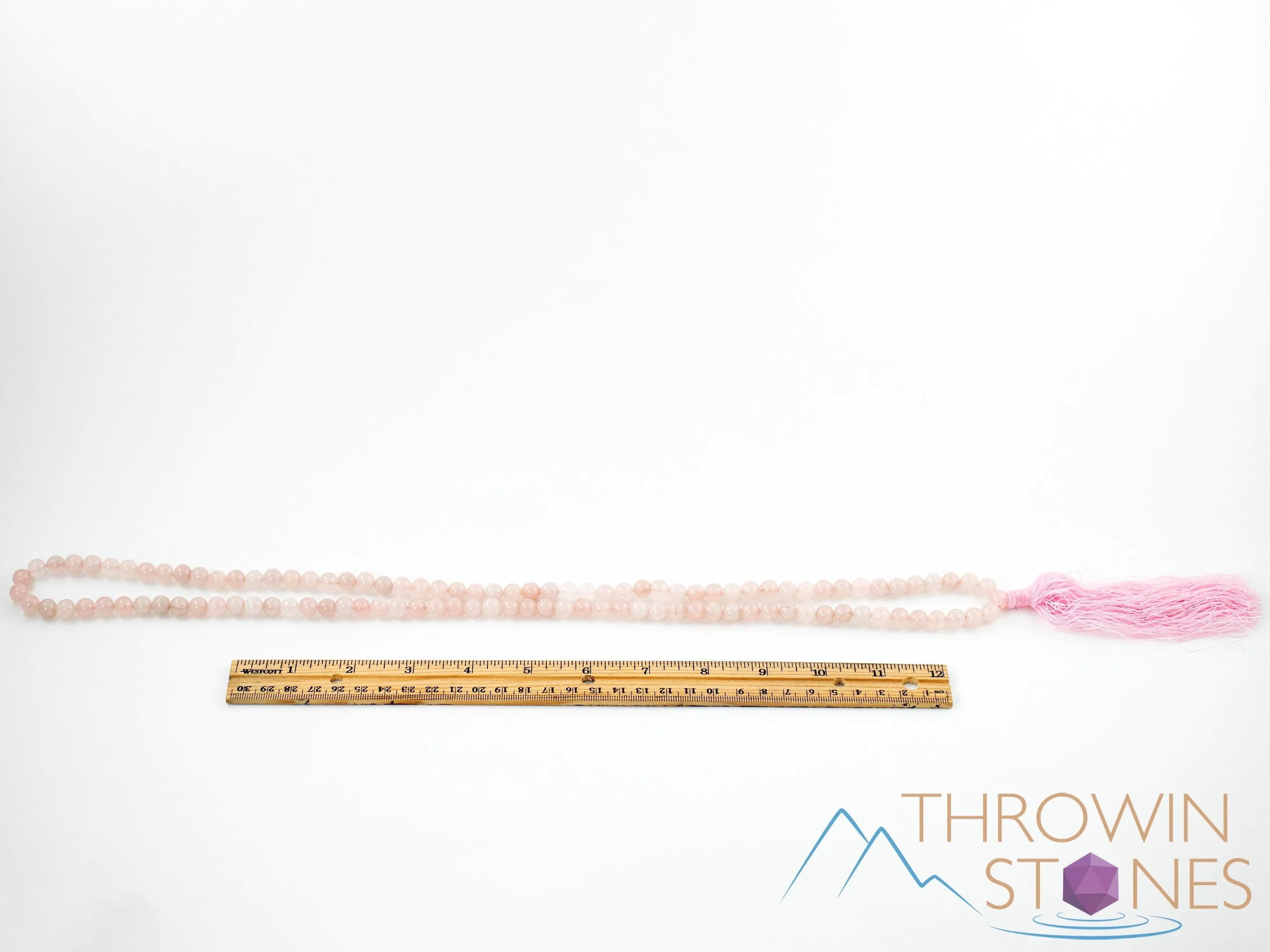 ROSE QUARTZ Crystal Necklace, Mala - Beaded Necklace, Handmade Jewelry, Healing Crystals and Stones,  E1813