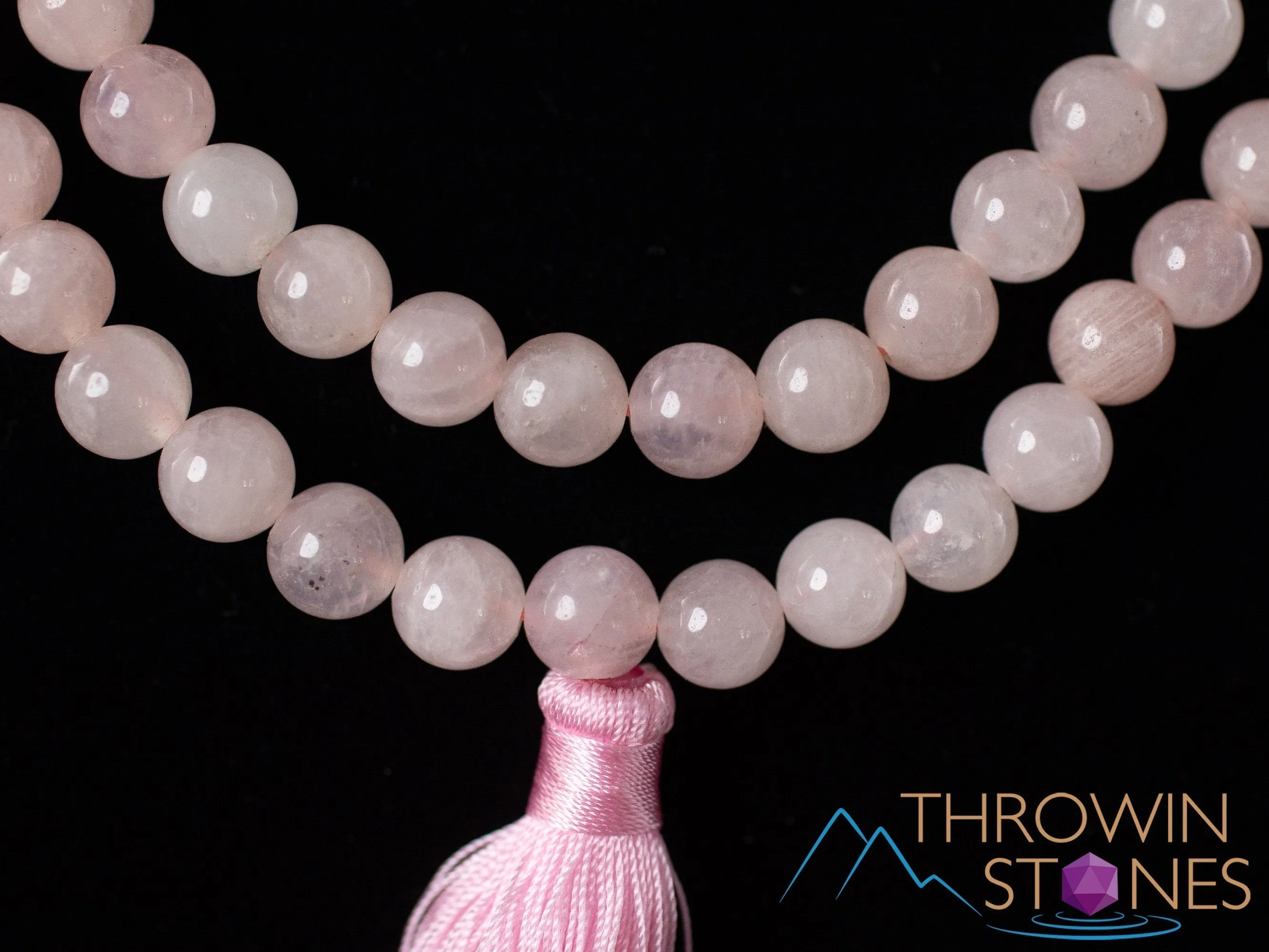 ROSE QUARTZ Crystal Necklace, Mala - Beaded Necklace, Handmade Jewelry, Healing Crystals and Stones,  E1813