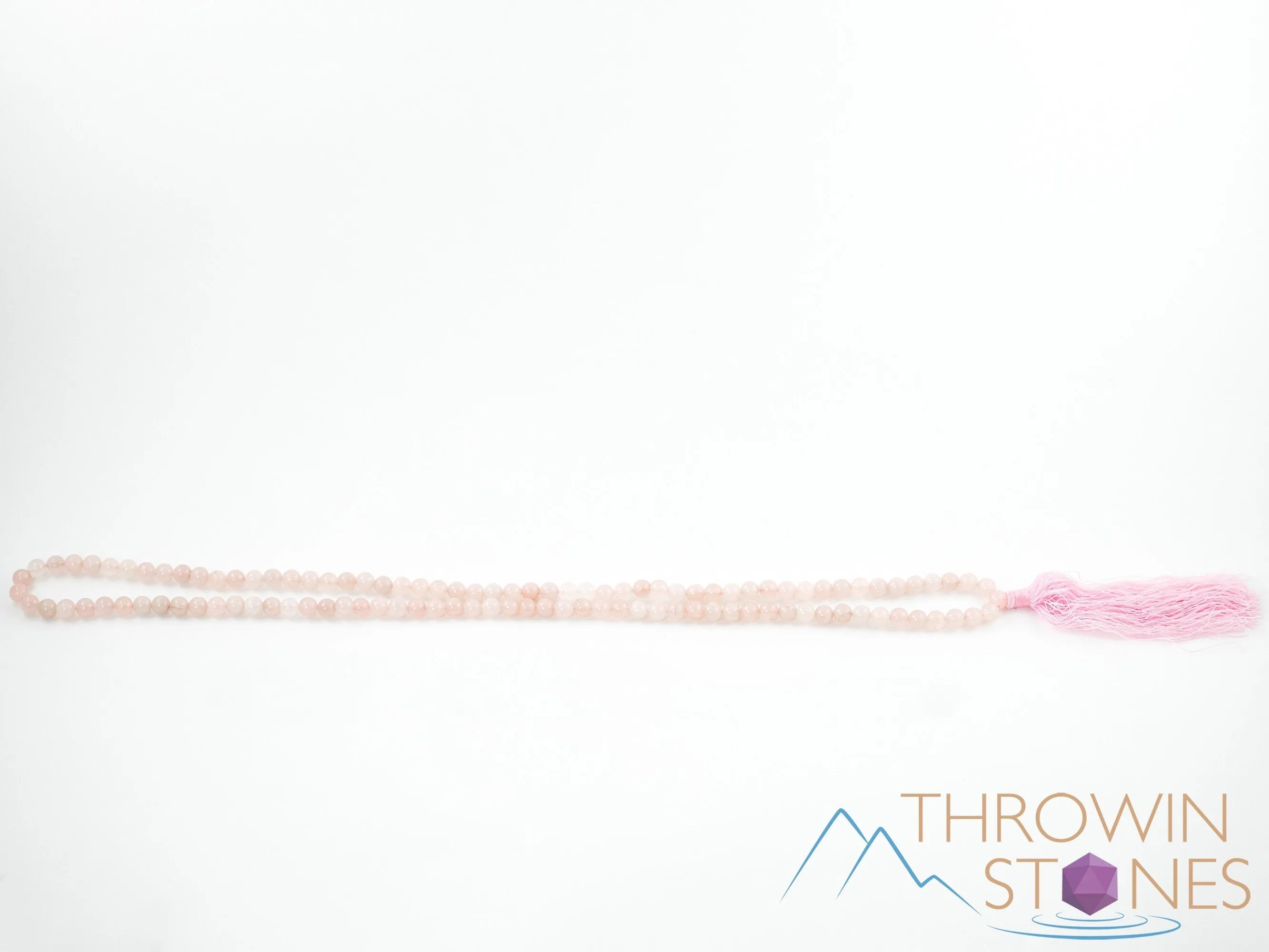 ROSE QUARTZ Crystal Necklace, Mala - Beaded Necklace, Handmade Jewelry, Healing Crystals and Stones,  E1813