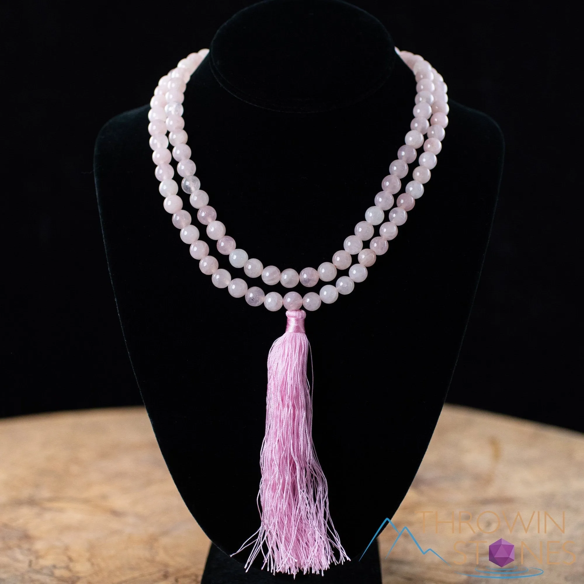 ROSE QUARTZ Crystal Necklace, Mala - Beaded Necklace, Handmade Jewelry, Healing Crystals and Stones,  E1813