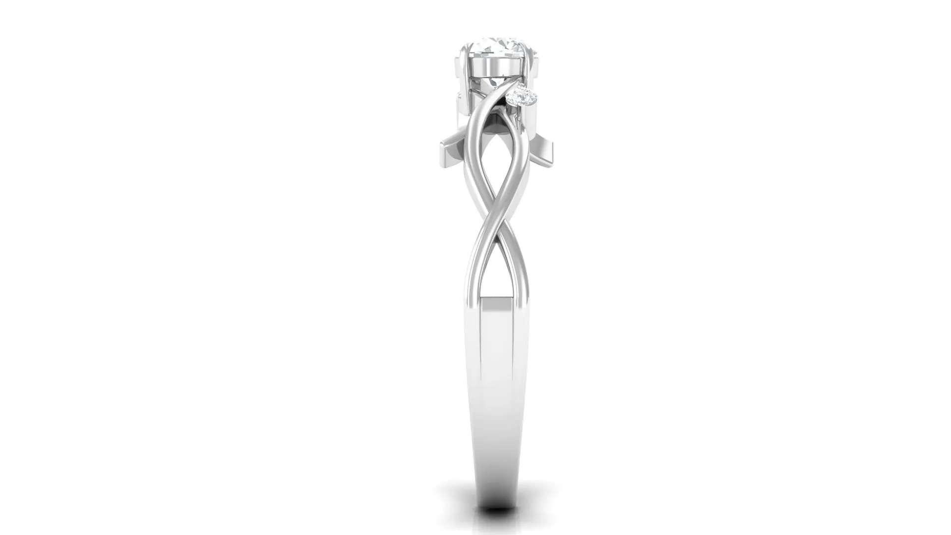 Round Diamond Crossover Solitaire Engagement Ring in Gold