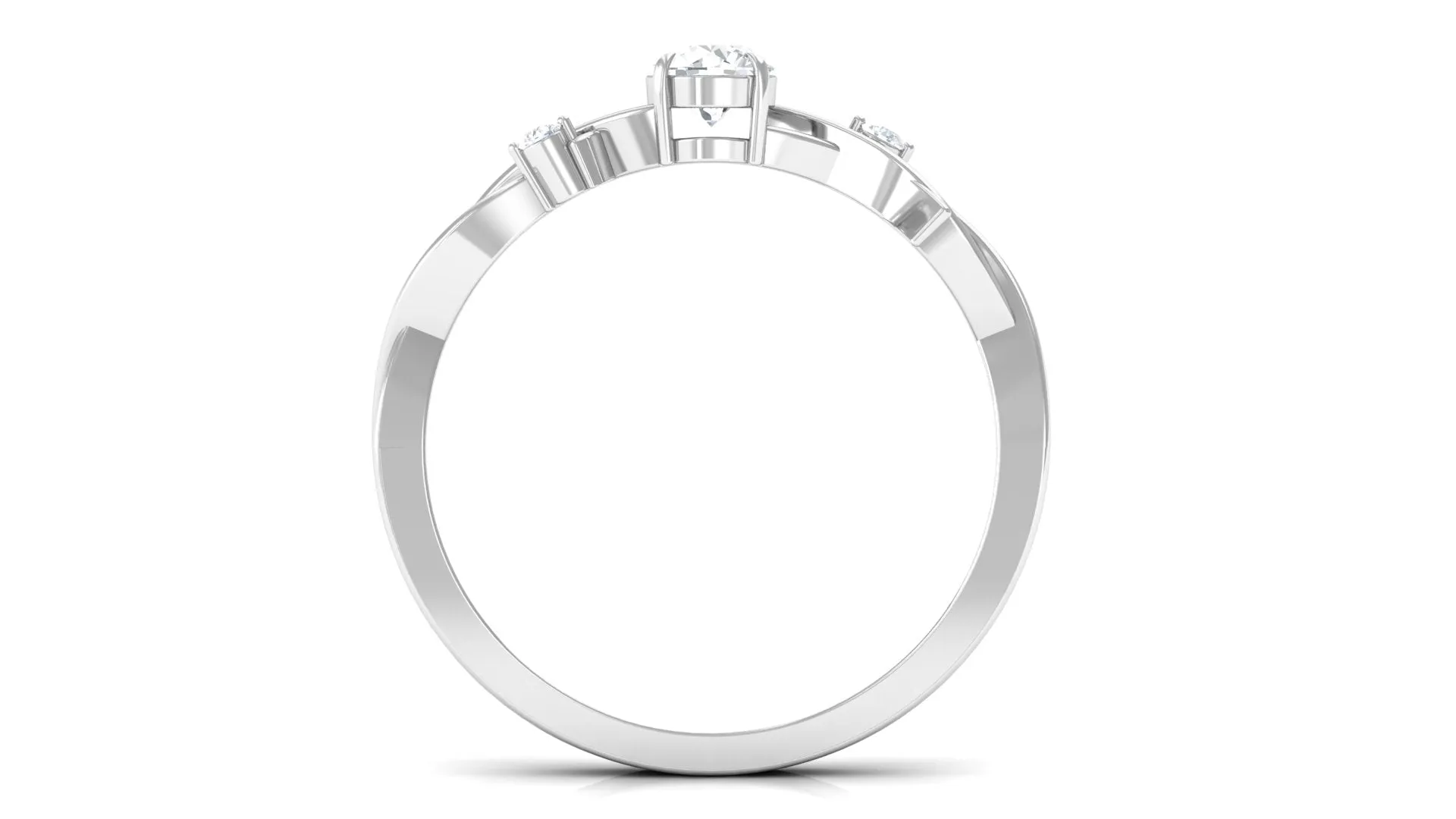 Round Diamond Crossover Solitaire Engagement Ring in Gold