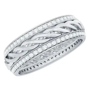 Round Diamond Twisted Rope Band Ring