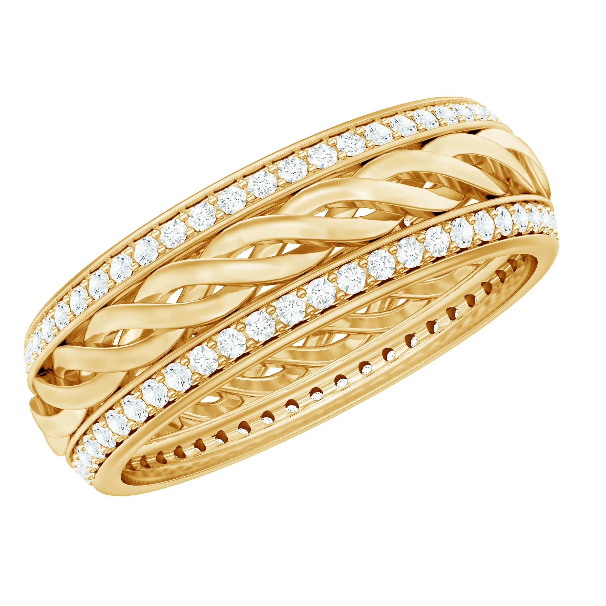 Round Diamond Twisted Rope Band Ring
