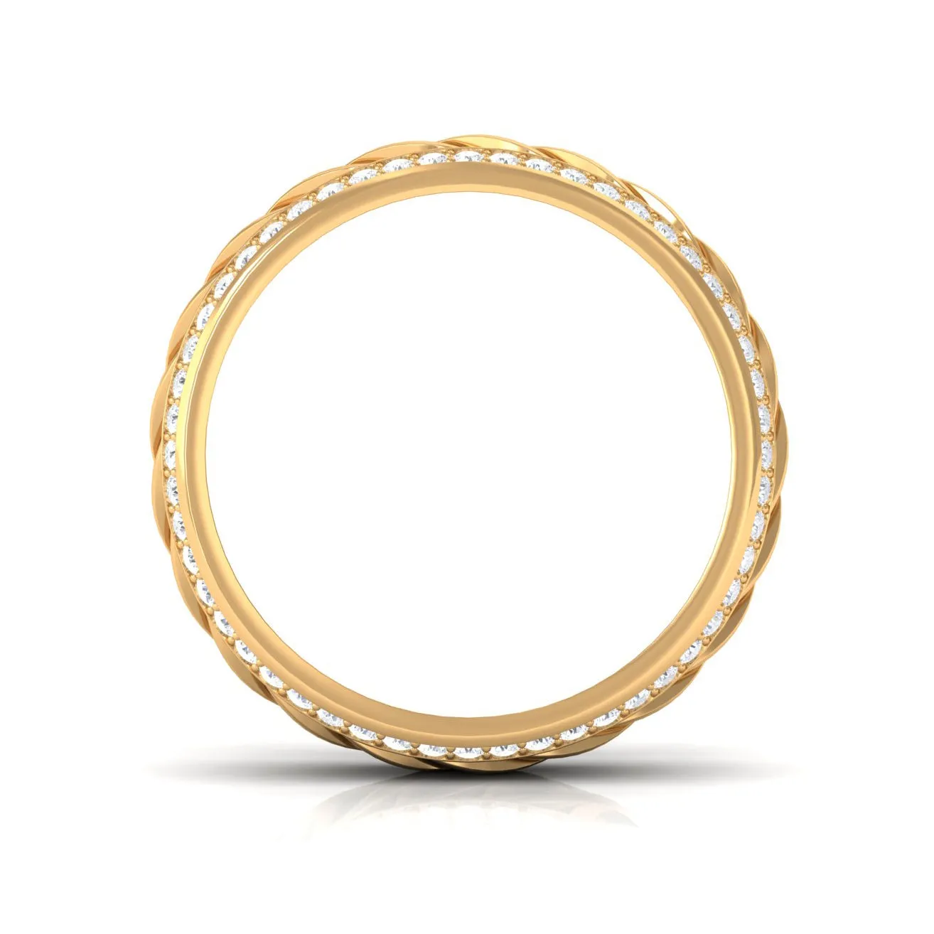 Round Diamond Twisted Rope Band Ring