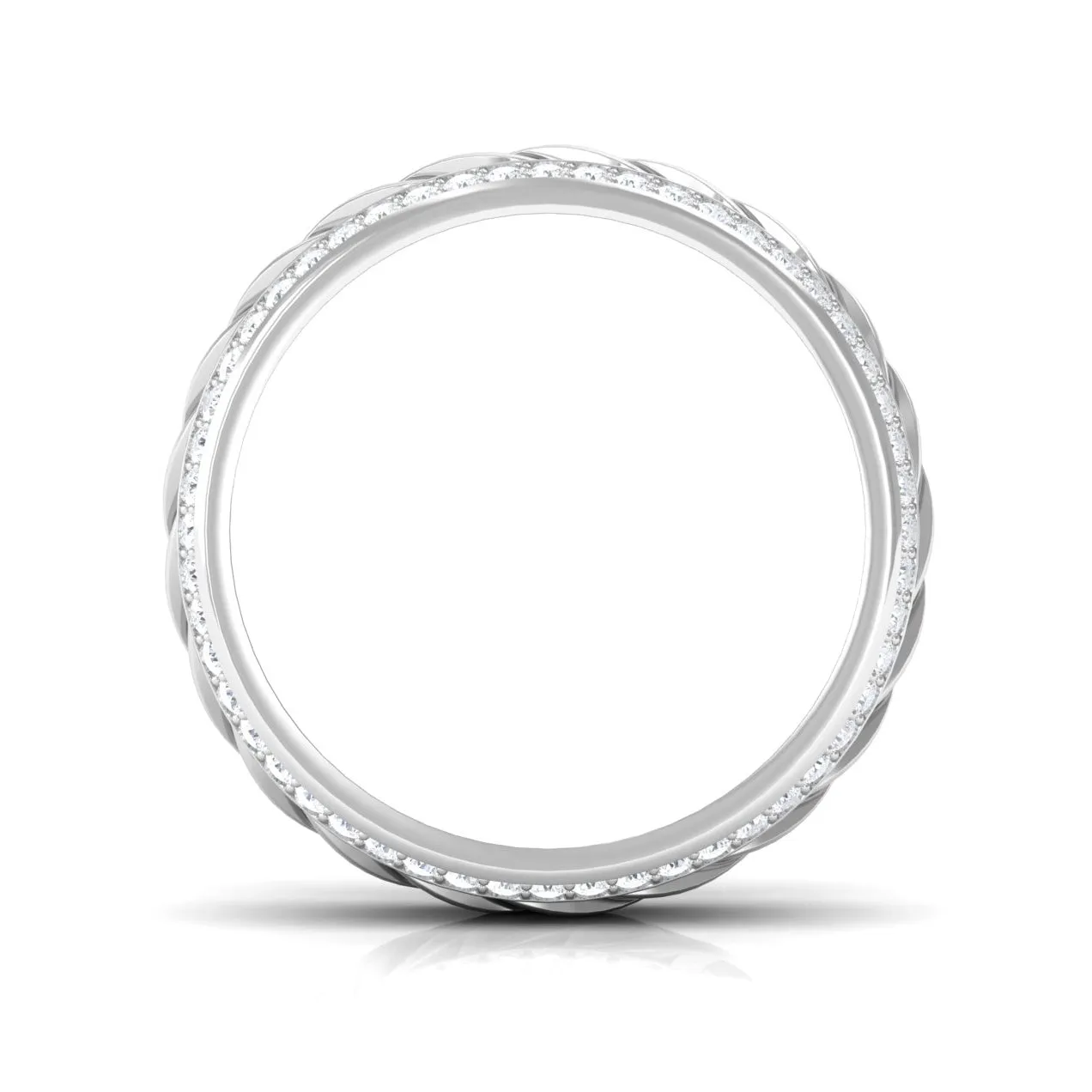 Round Diamond Twisted Rope Band Ring