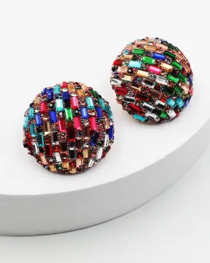 Round Jumbo Sparkle Stud Earrings