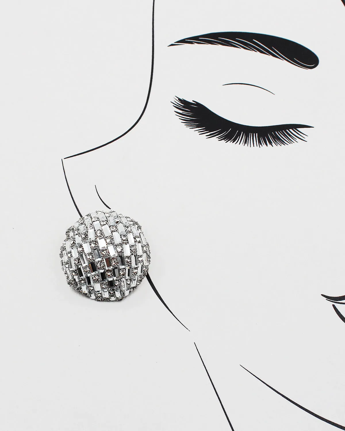 Round Jumbo Sparkle Stud Earrings