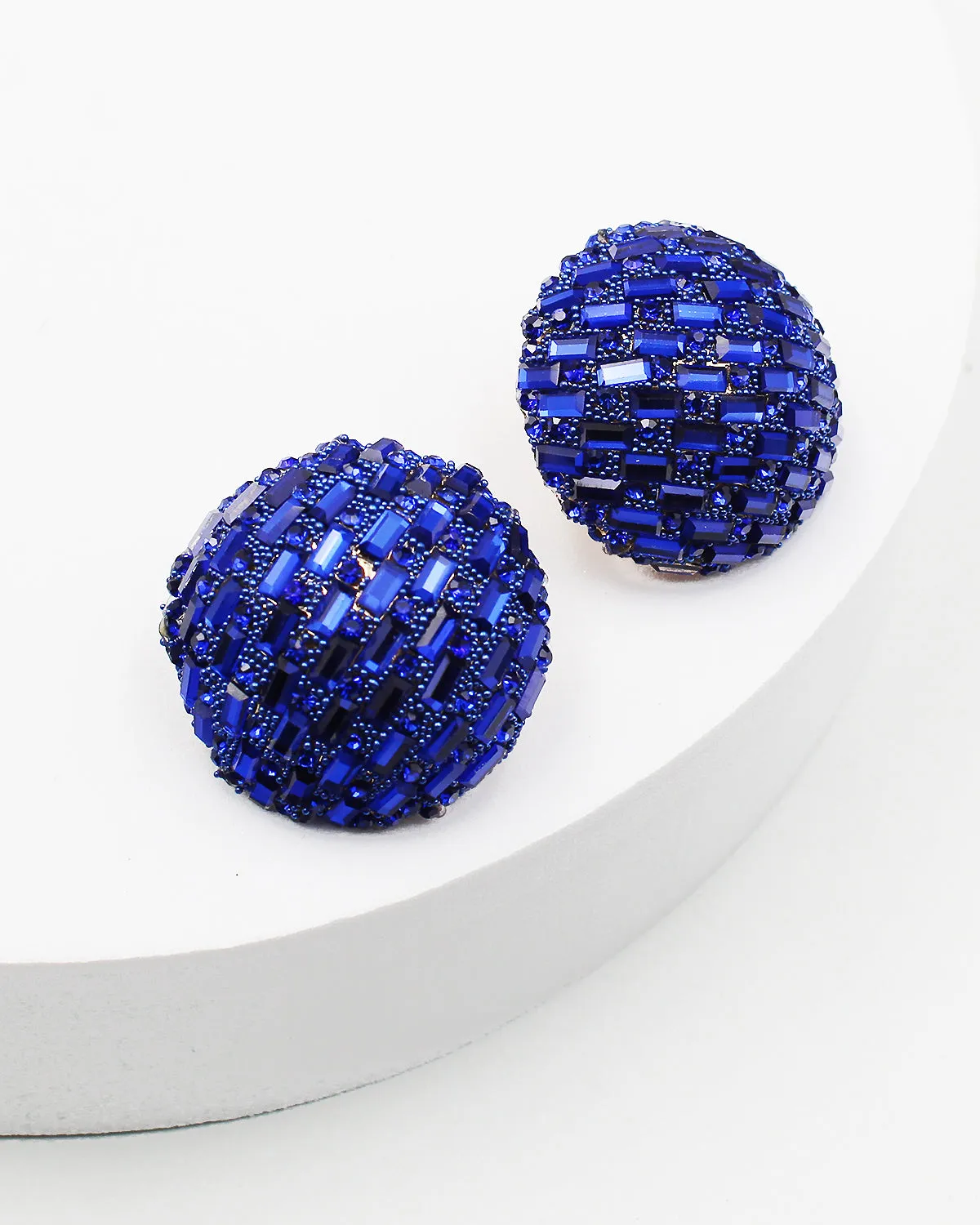 Round Jumbo Sparkle Stud Earrings