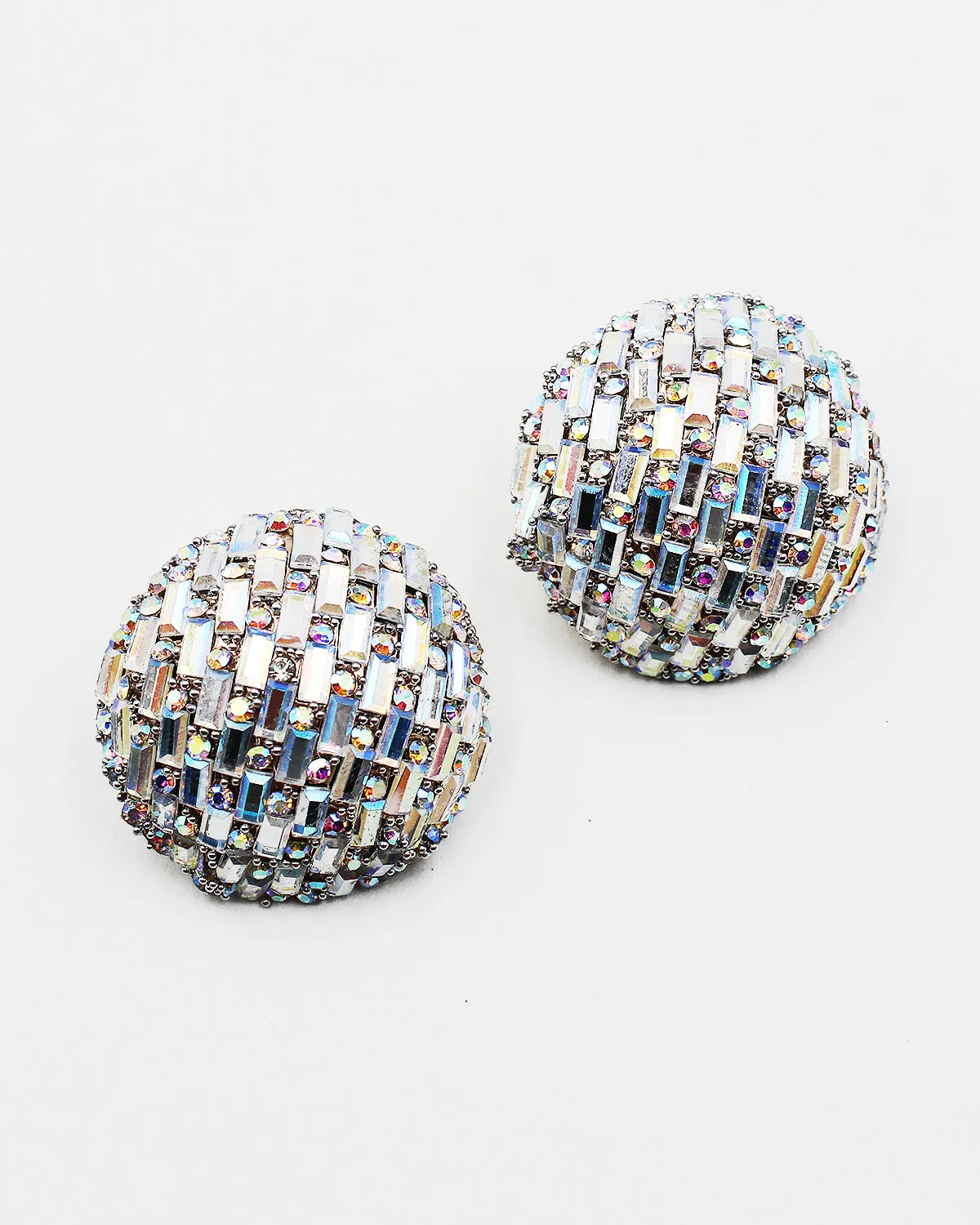 Round Jumbo Sparkle Stud Earrings