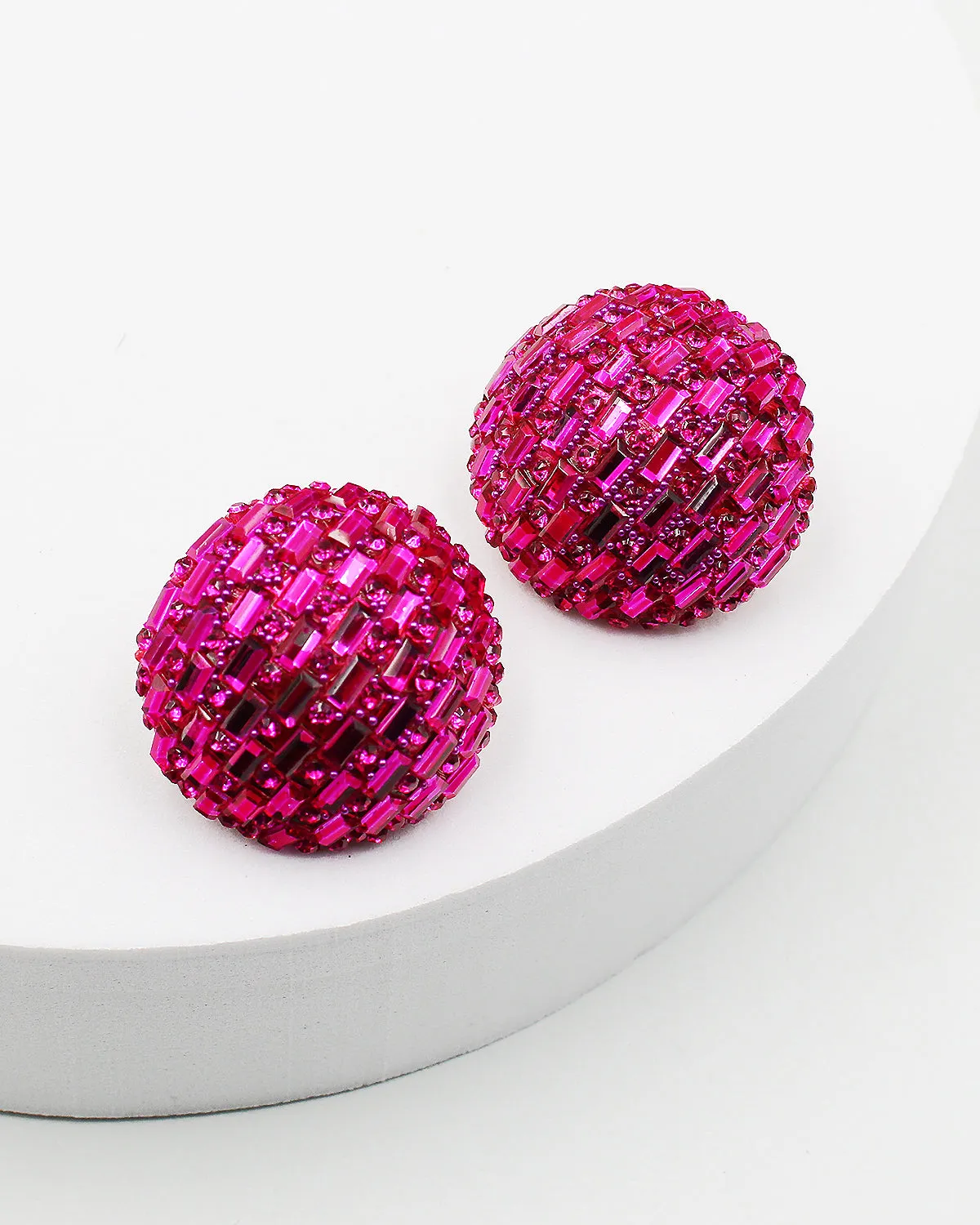 Round Jumbo Sparkle Stud Earrings