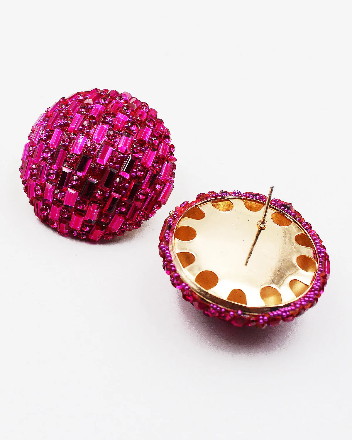 Round Jumbo Sparkle Stud Earrings
