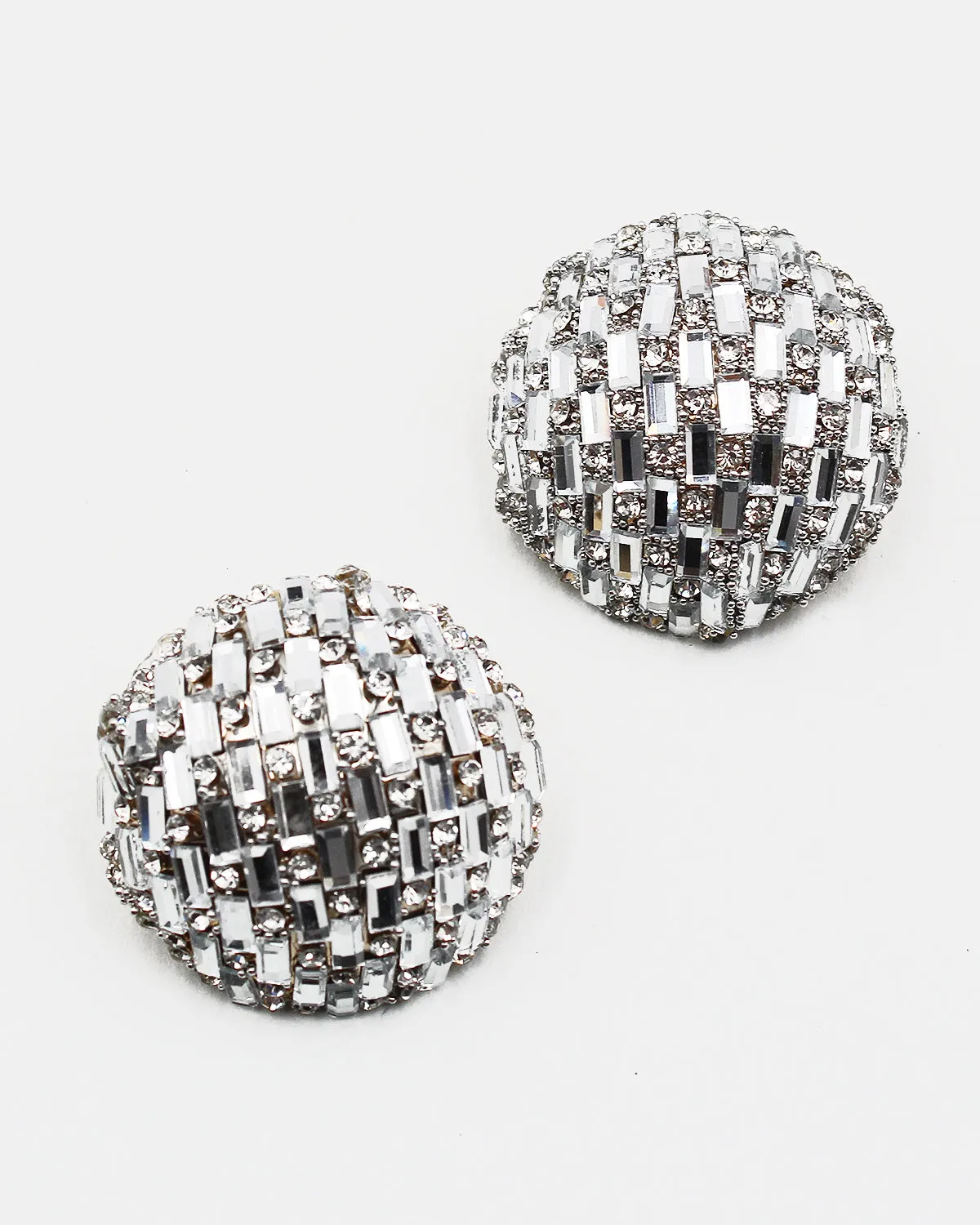 Round Jumbo Sparkle Stud Earrings