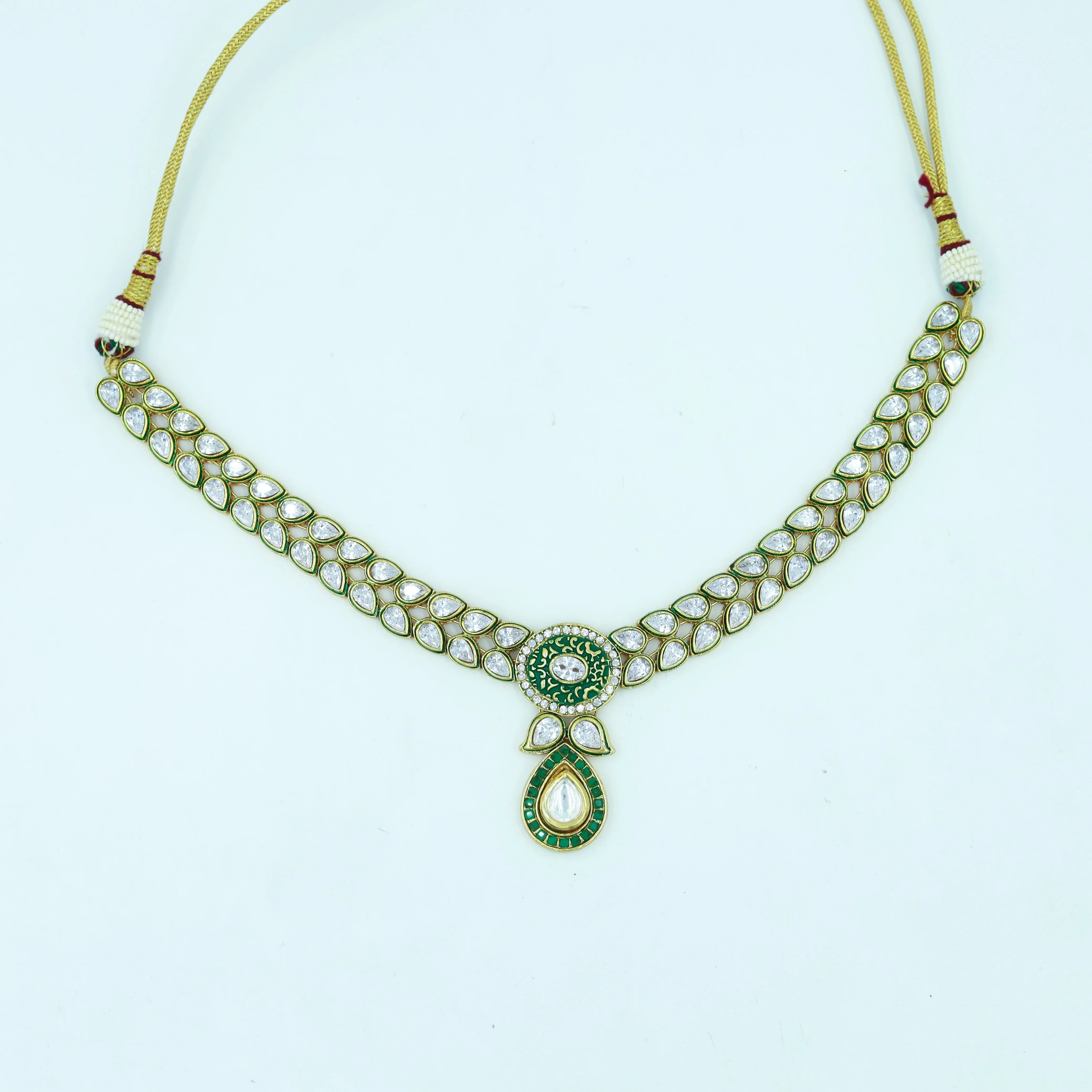 Round Neck Polki Necklace Set 1000-21