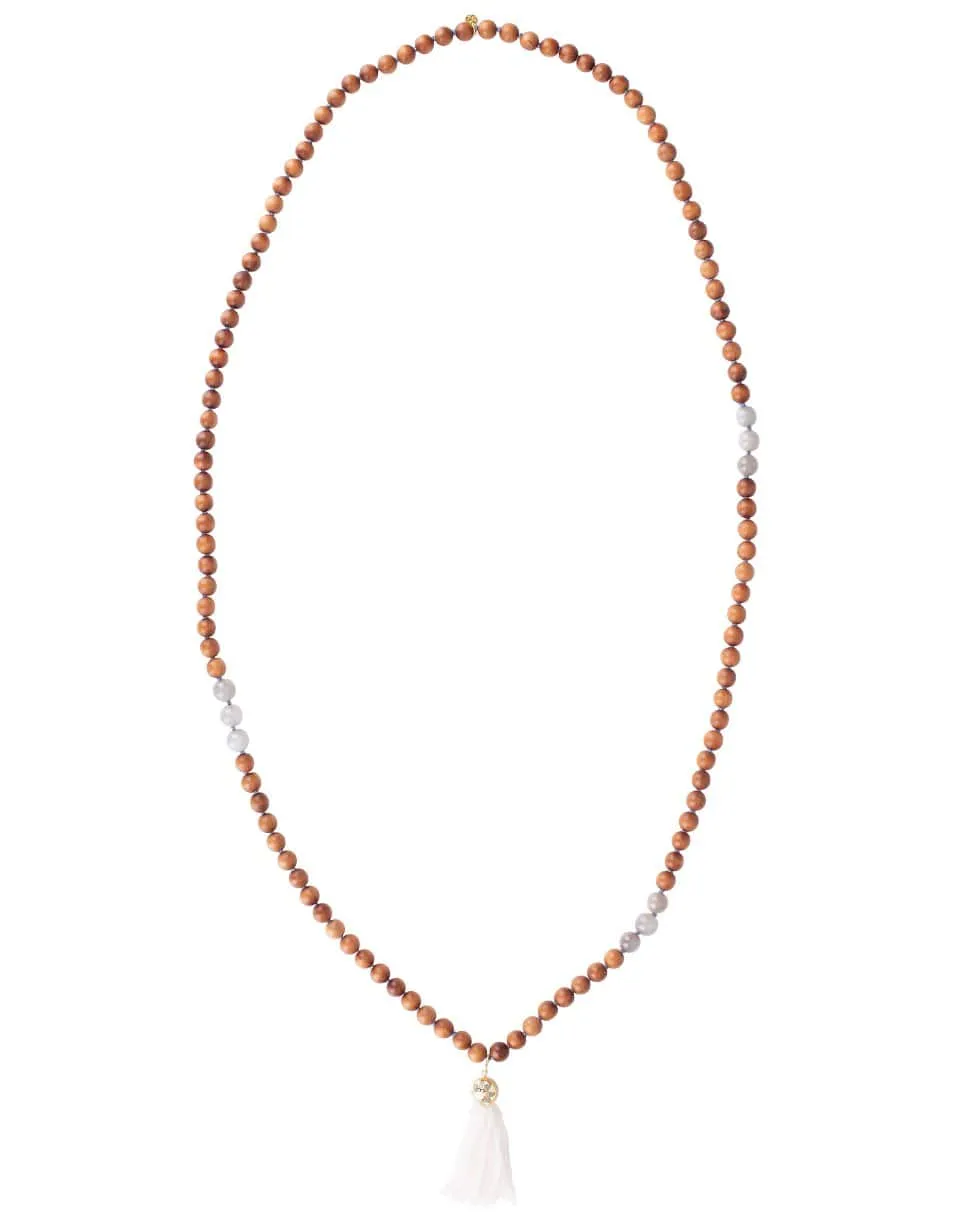 Sandalwood and Moonstone Bead Necklace