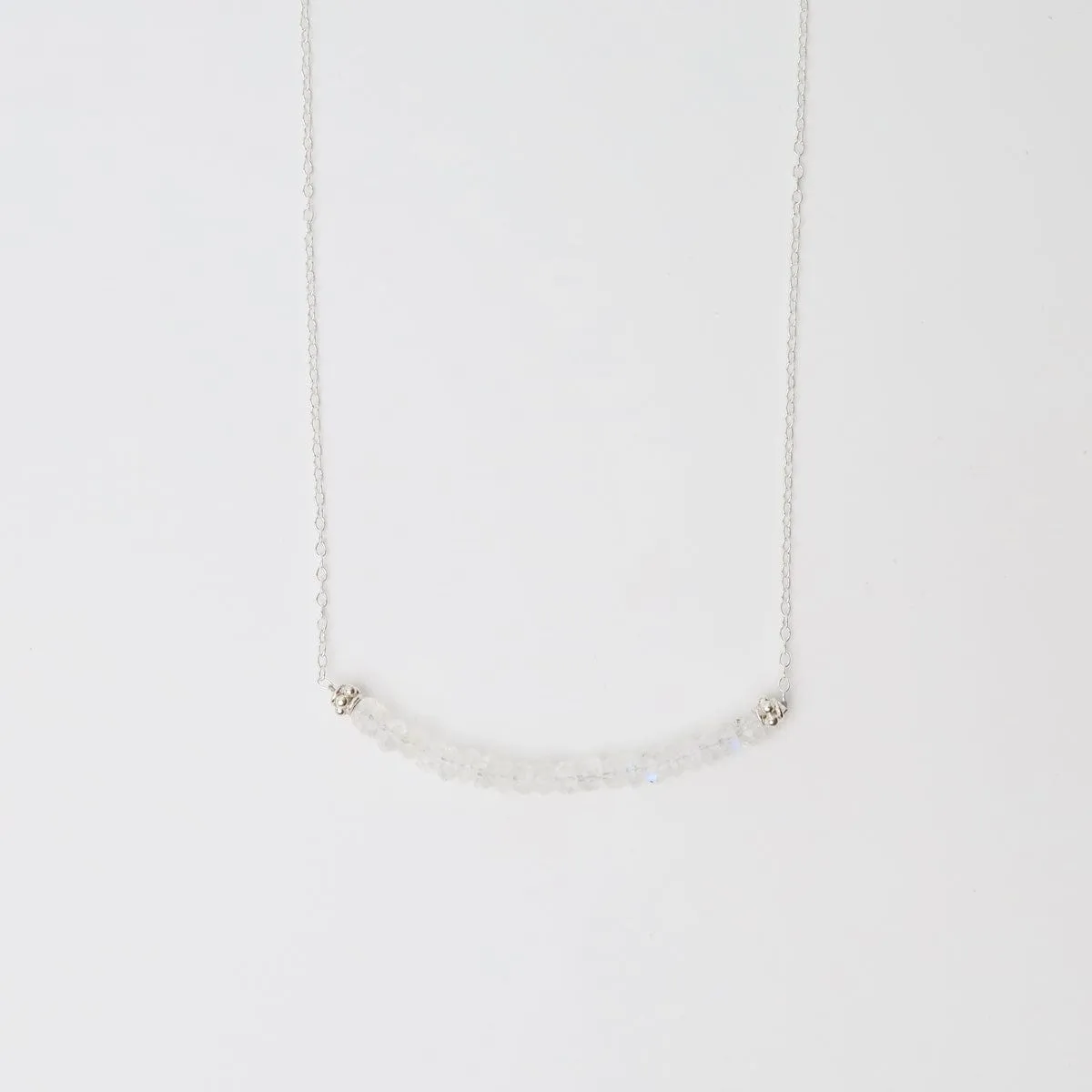 Silver Chain with Moonstone Gemstone Arc Necklace