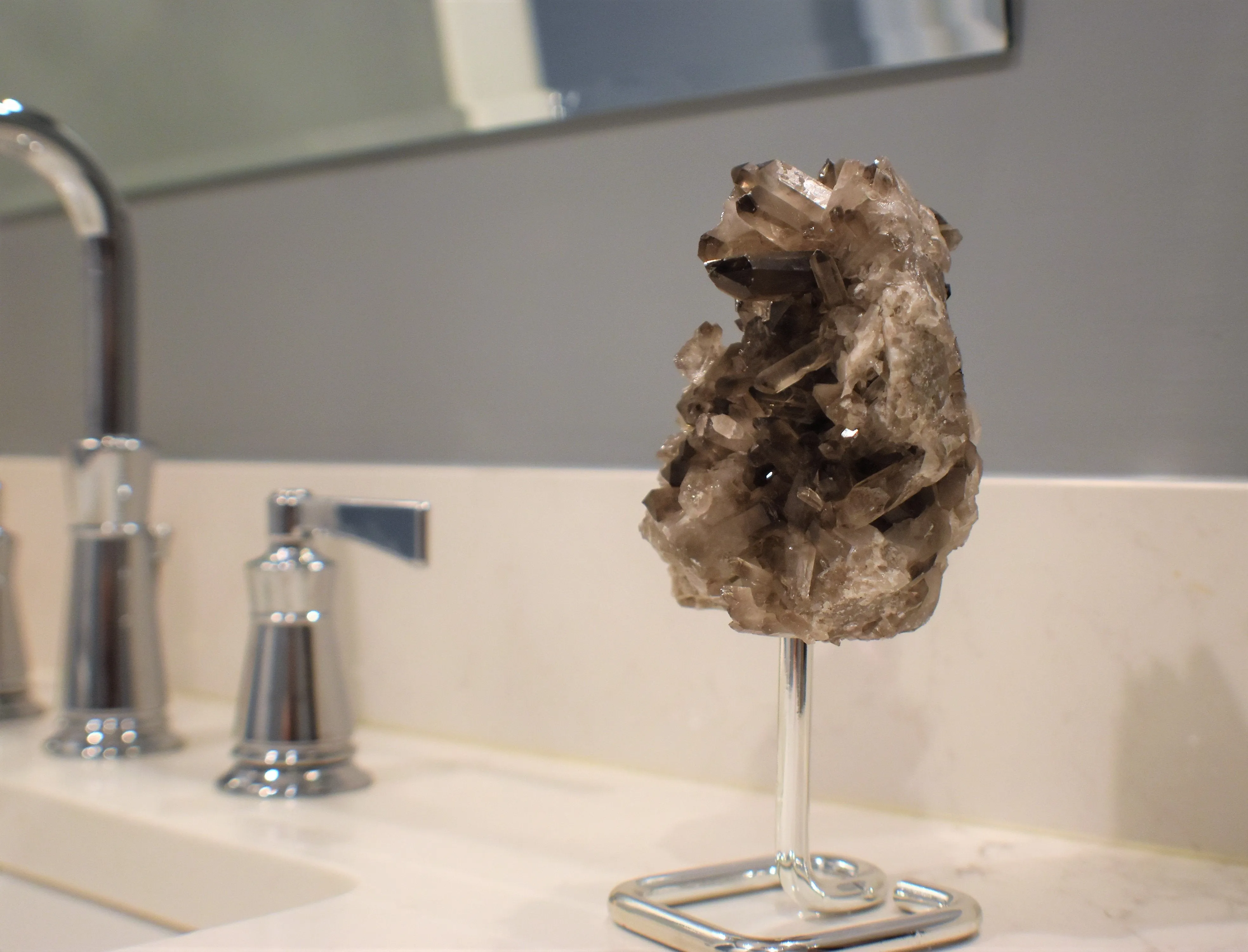 Smoky Quartz Cluster on Wire Stand