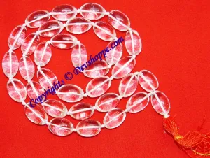 Sphatik Kantha / Crystal Quartz Rosary - Shivlinga (Shivlingam) shaped beads