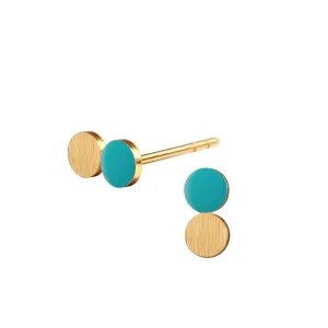 Spot Dotty ørestikker. Unisex. Aquamarine, guld. Scherning København