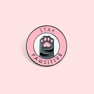 Stay Pawsitive Cat Brooch Pin