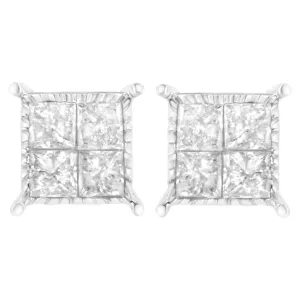 Sterling Silver 3/4 cttw Composite Diamond Stud Earrings (I-J, I2-I3)