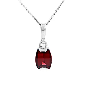Sterling Silver Cushion Cut Garnet Pendant