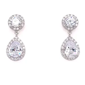 Sterling Silver CZ Pear Drop Earrings