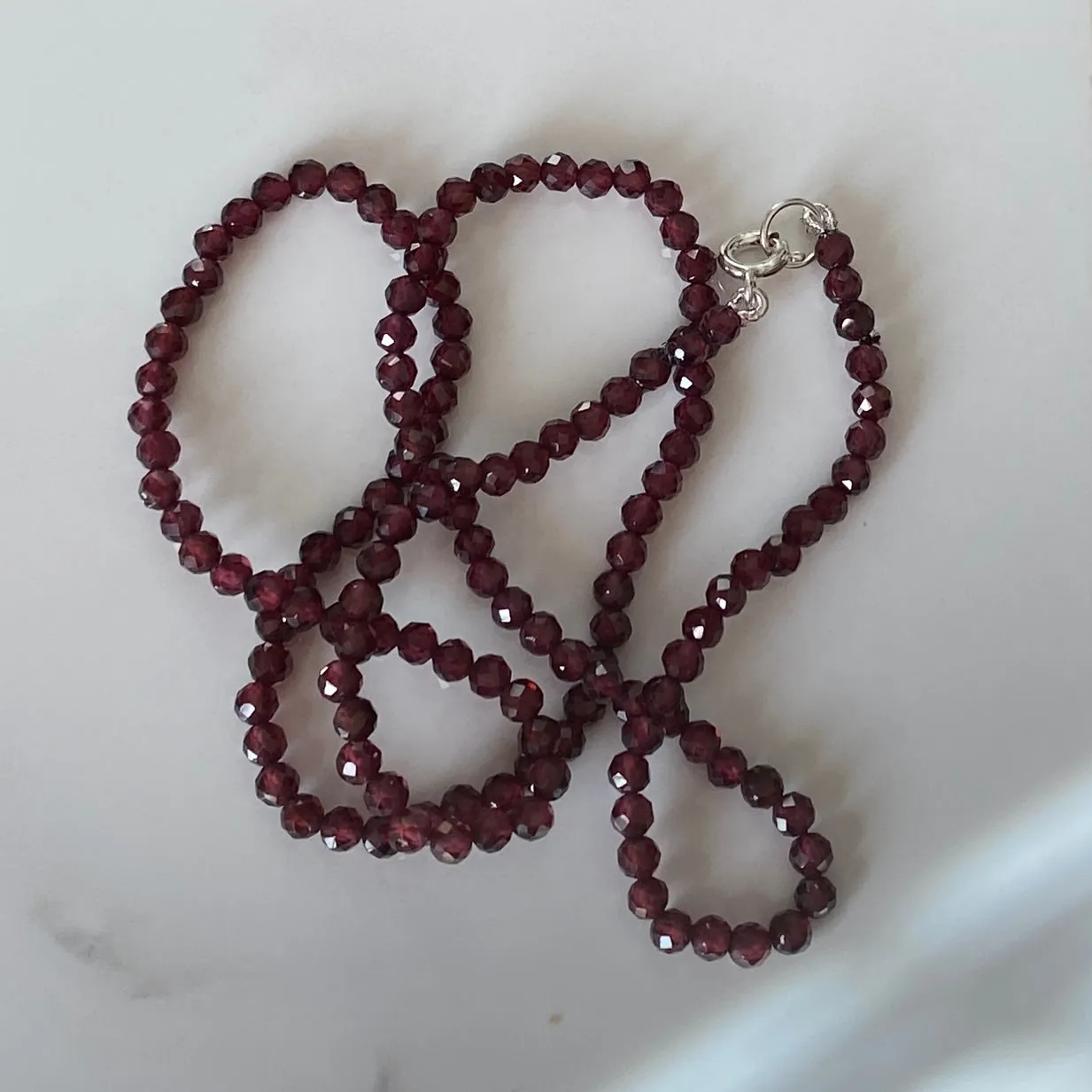 Sterling Silver Red Garnet Necklace
