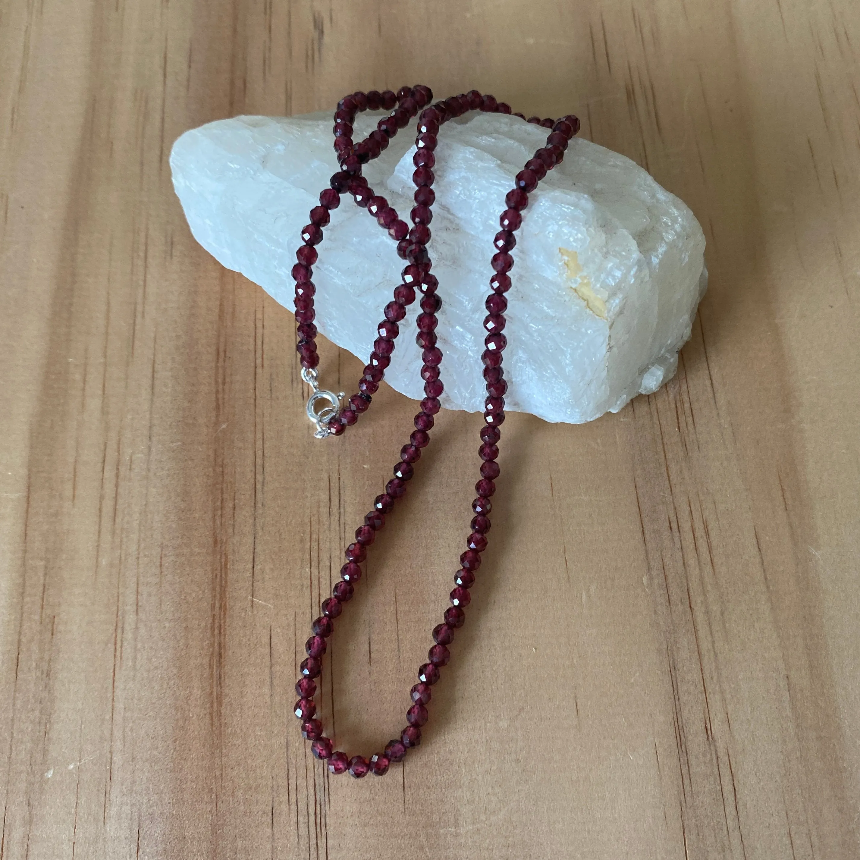 Sterling Silver Red Garnet Necklace