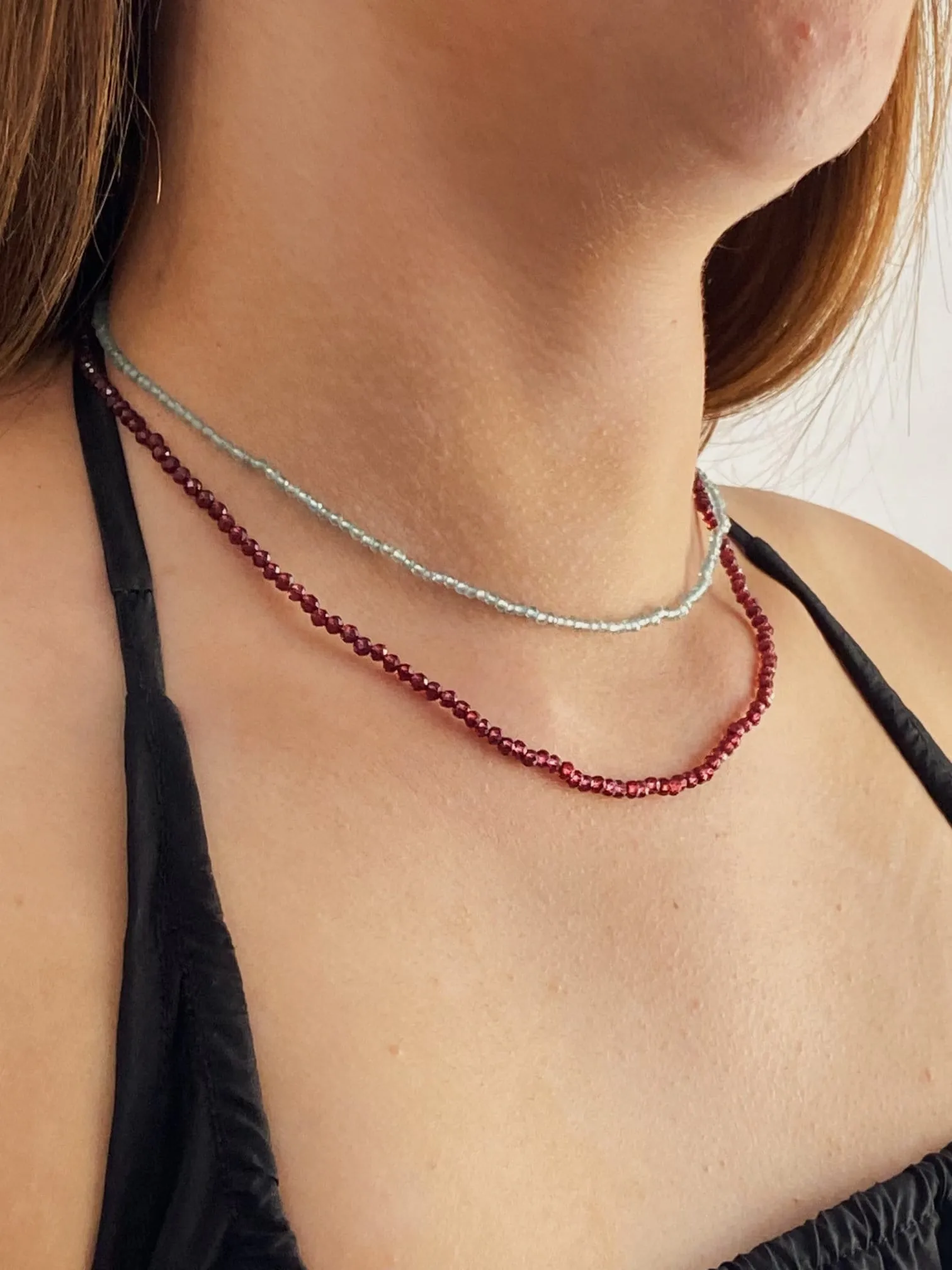 Sterling Silver Red Garnet Necklace