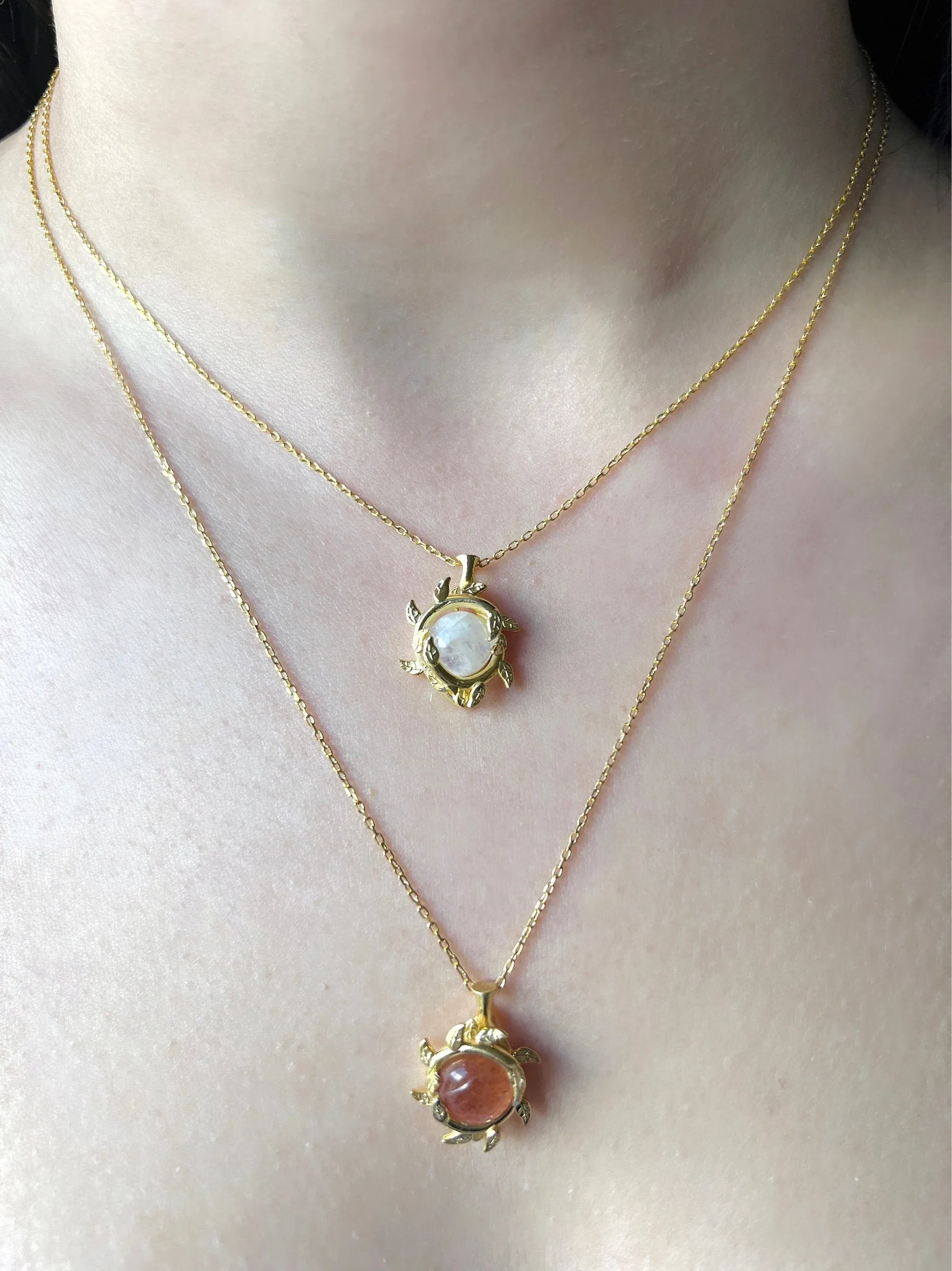 Sunstone Moonstone Necklace in Gold Sunstone Pendant Gold Genuine Moonstone Necklace Natural Sunstone Necklace Cyrstal Healing Necklace