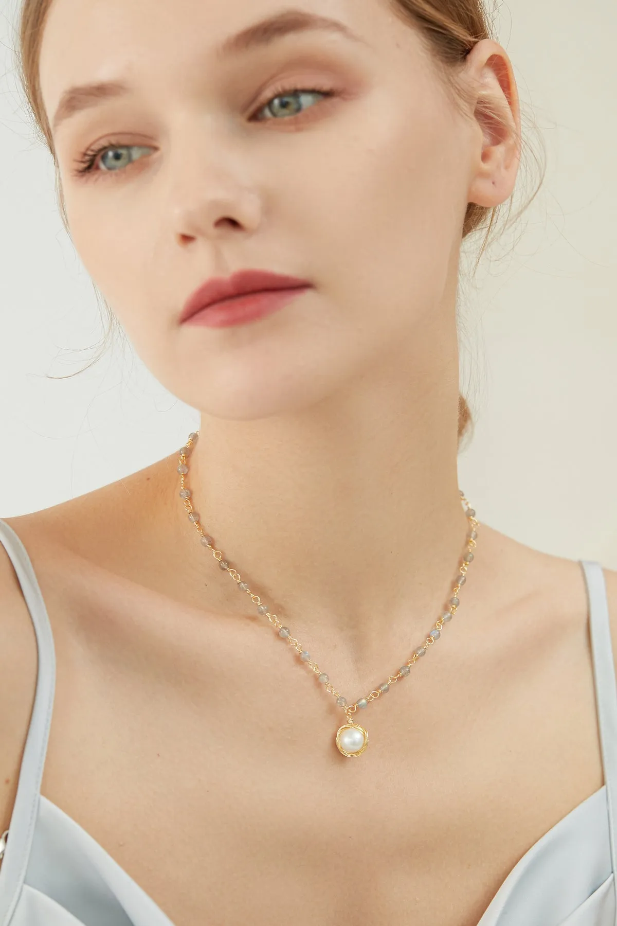 Tabitha Moonstone Freshwater Pearl Necklace