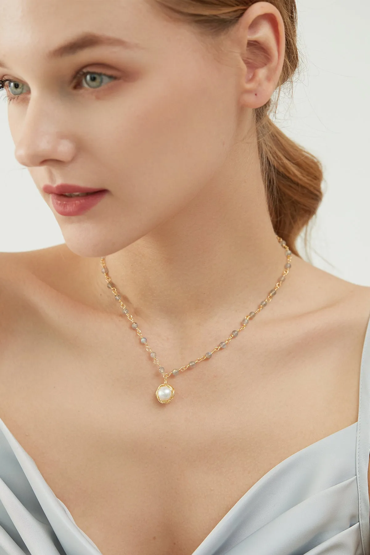 Tabitha Moonstone Freshwater Pearl Necklace