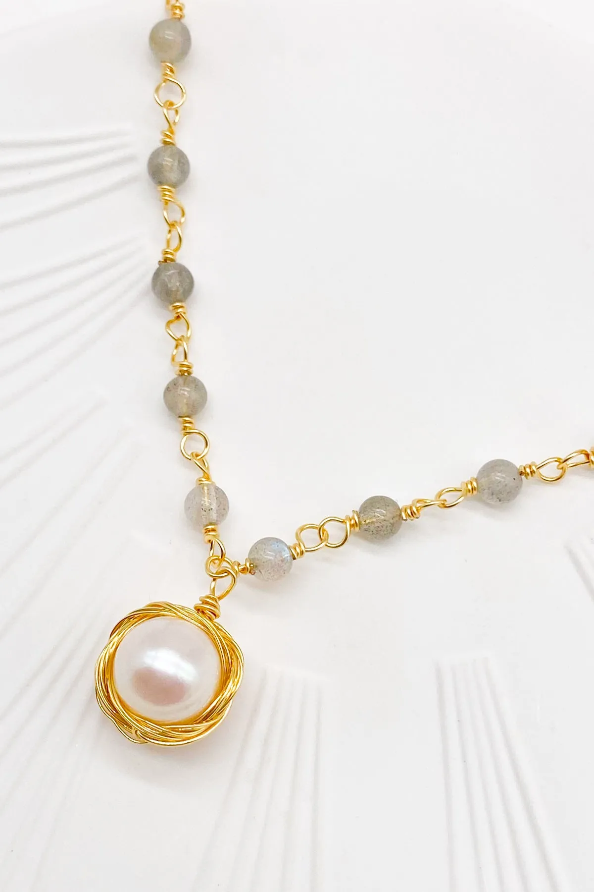 Tabitha Moonstone Freshwater Pearl Necklace