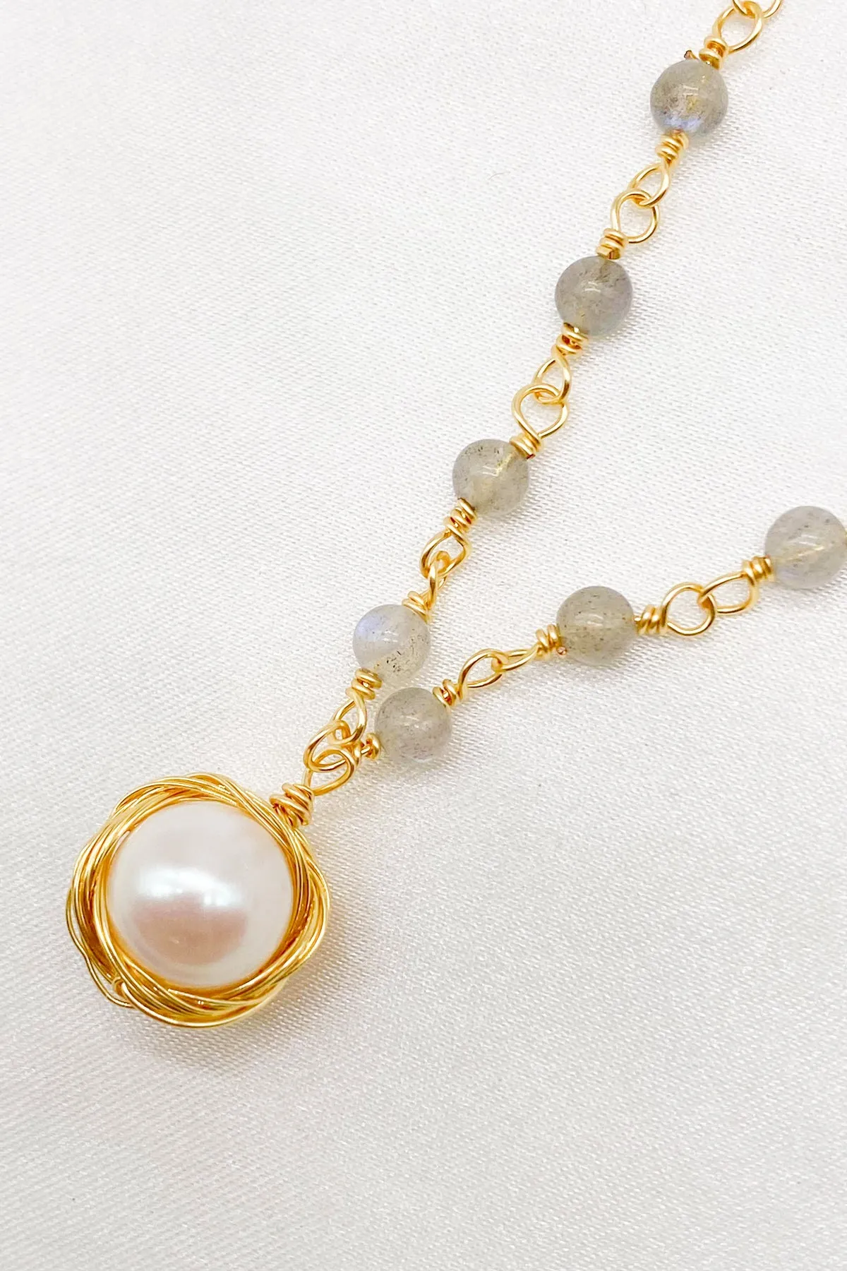 Tabitha Moonstone Freshwater Pearl Necklace
