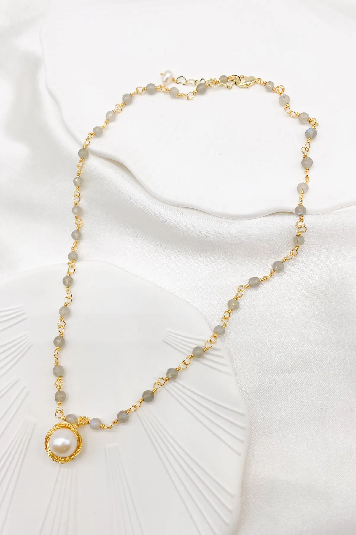 Tabitha Moonstone Freshwater Pearl Necklace