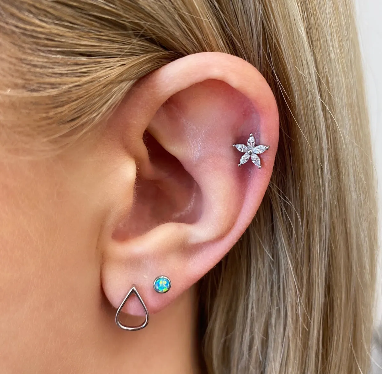 Teardrop Silver Stud Earrings