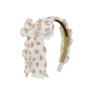 Textured Crepe Ribbons Headband w Side Bow