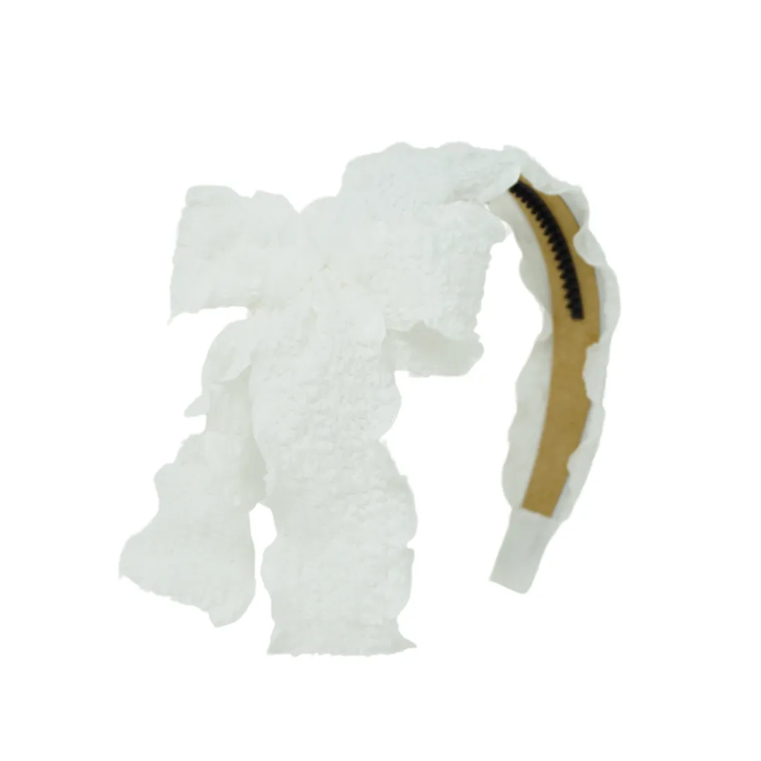 Textured Crepe Ribbons Headband w Side Bow