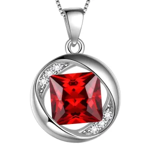 Tokyo Mart Round Birthstone January Garnet Necklace Pendant Women Girls Jewelry Birthday Gift