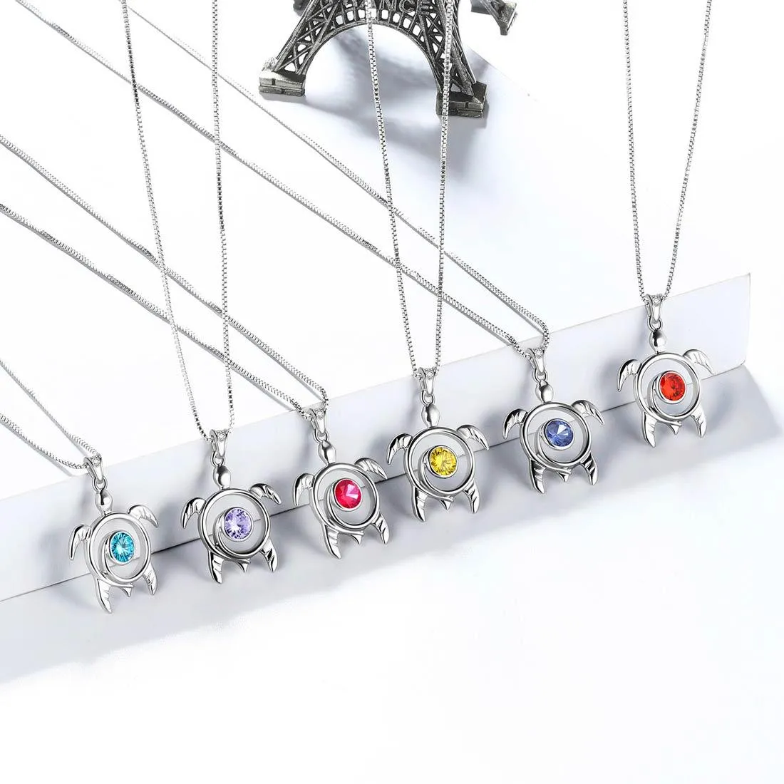 Tokyo Mart Turtle Birthstone January Garnet Necklace Pendant Women Girls Jewelry Birthday Gift