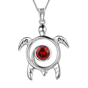 Tokyo Mart Turtle Birthstone January Garnet Necklace Pendant Women Girls Jewelry Birthday Gift