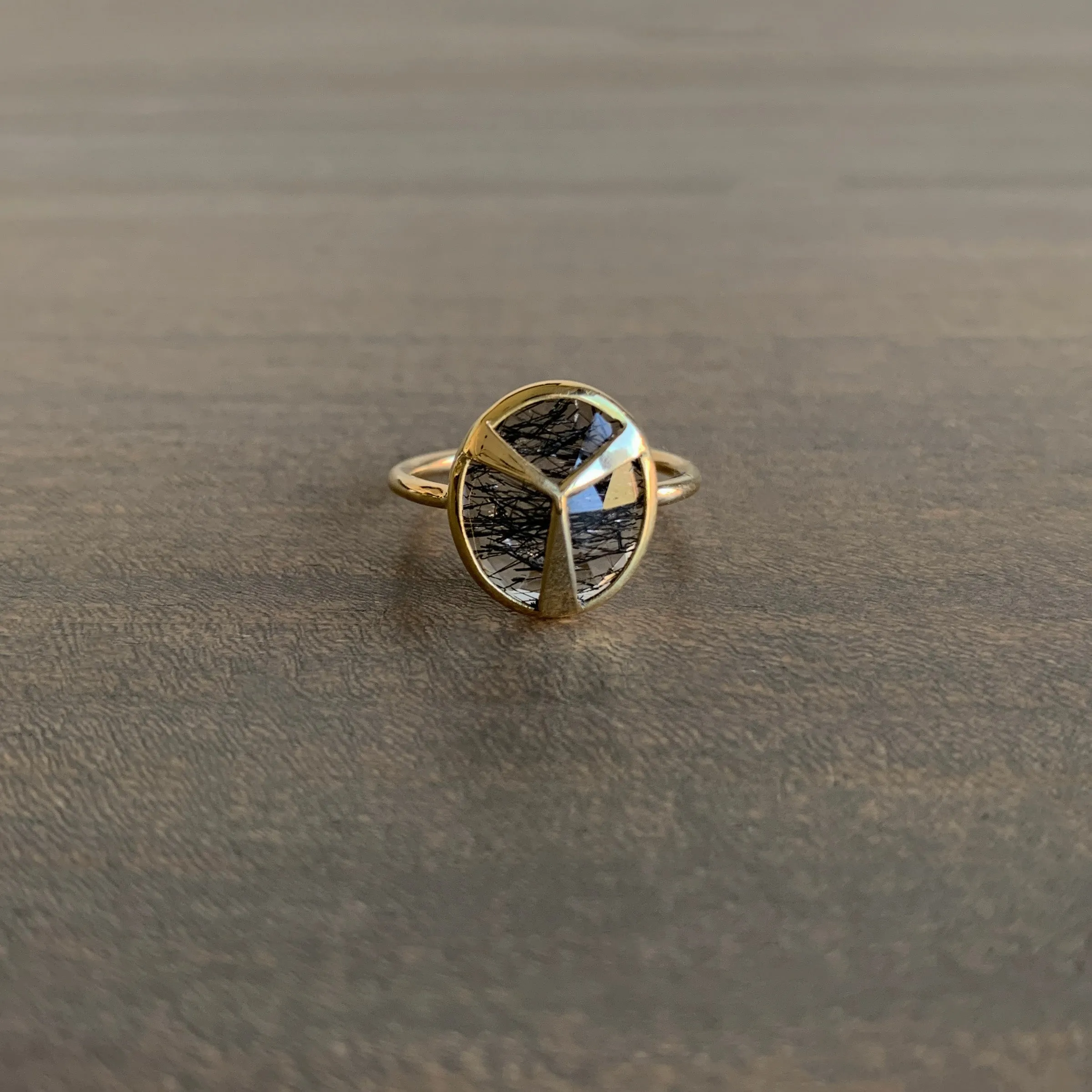 Tourmalated Quartz Lucky Scarab Ring