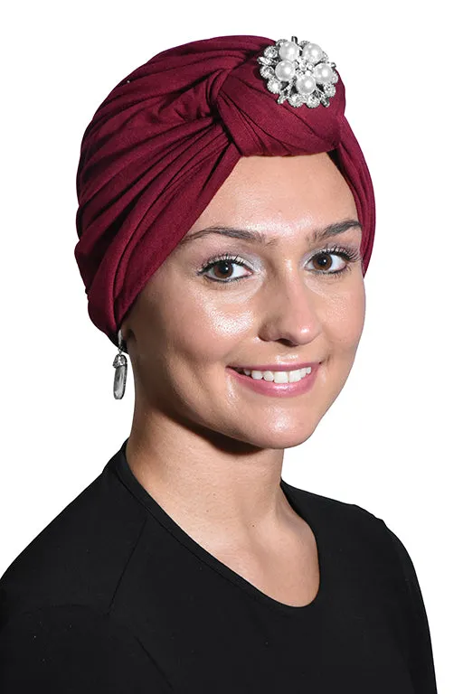 Turban with Silver Pearl Diamond
