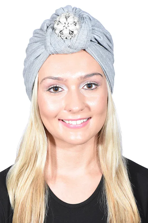 Turban with Silver Pearl Diamond
