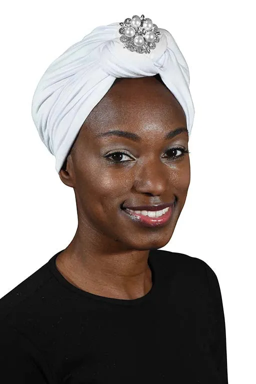 Turban with Silver Pearl Diamond