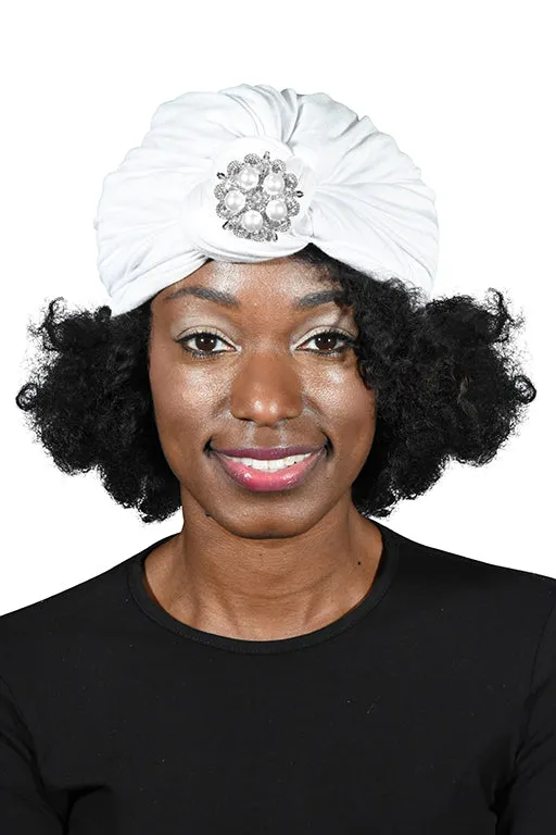 Turban with Silver Pearl Diamond